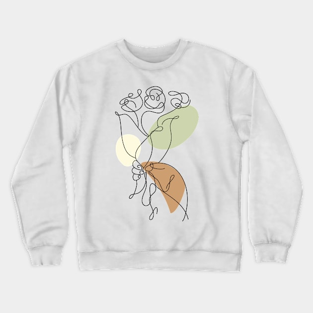 Flower Bouquet Shape Minimalist Line Art Drawing Crewneck Sweatshirt by Twiri